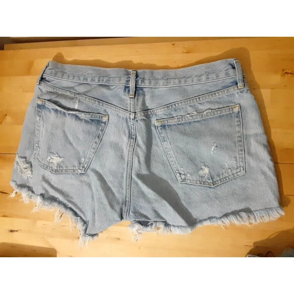Agolde Parker Long Denim Fray Cutoff Shorts Women's 32x5 Light Blue A9010-811